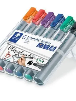 Vrácení Zdarma Popisovač na flipchart "Lumocolor 356 B", sada, 6 barev, klínový hrot, STAEDTLER OFERTA office vše pro kancelář