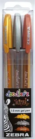 Expresní Doručení Sada gelových per "Doodler‘z Glitter", 3 třpytivé barvy, 0,33 mm, ZEBRA 80775 OFERTA office vše pro kancelář