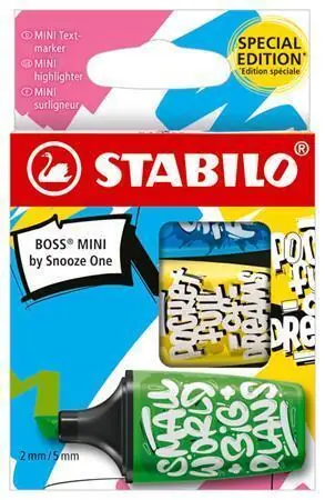 Nejlepší Volba Sada zvýrazňovačů "Boss Mini Snooze One", 3 různé barvy (zelená, žlutá, modrá), 2-5 mm, STABILO 07/0 OFERTA office vše pro kancelář
