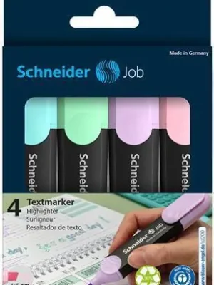 Zvýrazňovač "Job Pastel", sada 4 pastelových barev, 1-5 mm, SCHNEIDER OFERTA office vše pro kancelář Sezónní Sleva