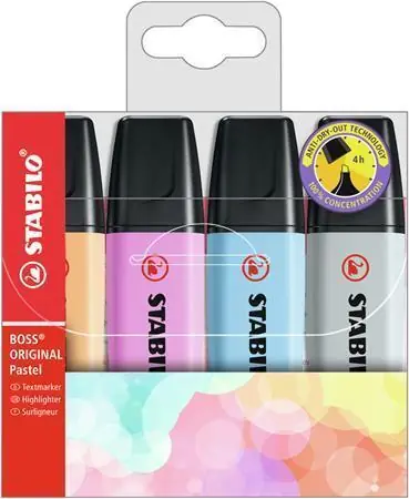 Zvýrazňovač "BOSS original Pastel", 4 barvy, 2-5mm, STABILO 70/4-4 OFERTA office vše pro kancelář Pouze Dnes