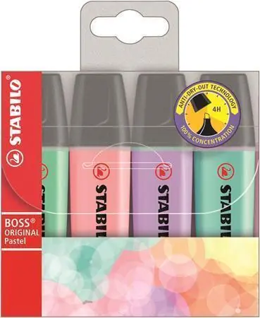 Ověřený Zvýrazňovač "BOSS original Pastel", 4 pastelové barvy, 2-5mm, STABILO OFERTA office vše pro kancelář
