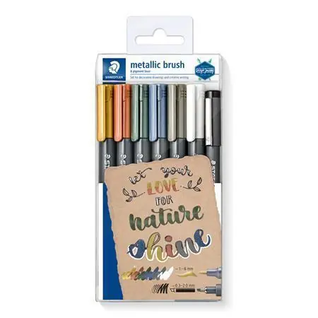Časově Omezené Štětcové fixy "Design Journey Metallic Brush", 6 metalických barev, 1-6 mm, STAEDTLER 8321 TB7 OFERTA office vše pro kancelář