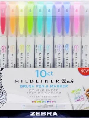 Cenově Výhodný Štětcové fixy "Mildliner Brush & Marker", 10 barev, oboustranný, ZEBRA 79101 OFERTA office vše pro kancelář
