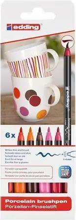 Štětcový popisovač na porcelán "4200 Warm color", sada 6 různých barev, EDDING 7580206001 OFERTA office vše pro kancelář Rychlé Dodání