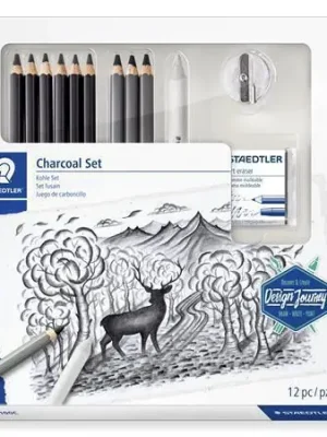 Uhlíkové tužky "Design Journey Lumograph", sada s pryží, ořezávátkem, grafit. Tužkami, STAEDTLER OFERTA office vše pro kancelář Nejprodávanější