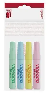 Zvýrazňovač "Videotip", 4 pastelové barvy, ICO OFERTA office vše pro kancelář Dokud Zásoby Vydrží