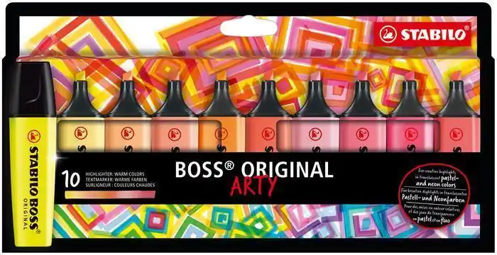 Zvýrazňovače "BOSS original Arty", 10 ks, teplé odstíny, 2-5 mm, STABILO 70/10-1-20 OFERTA office vše pro kancelář Jen Po Omezenou Doba