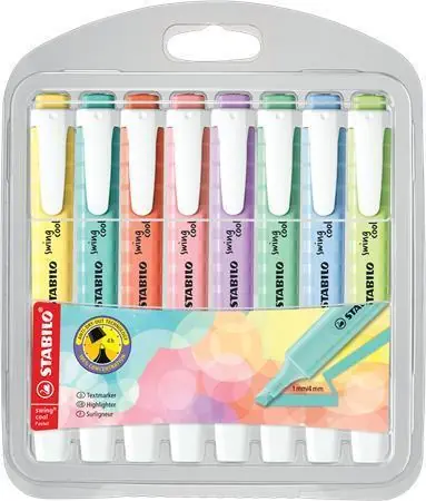 Zvýrazňovače "Swing Cool Pastel", sada, 8 barev, 1-4 mm, STABILO 275/8-08-1 OFERTA office vše pro kancelář Jen Po Omezenou Doba