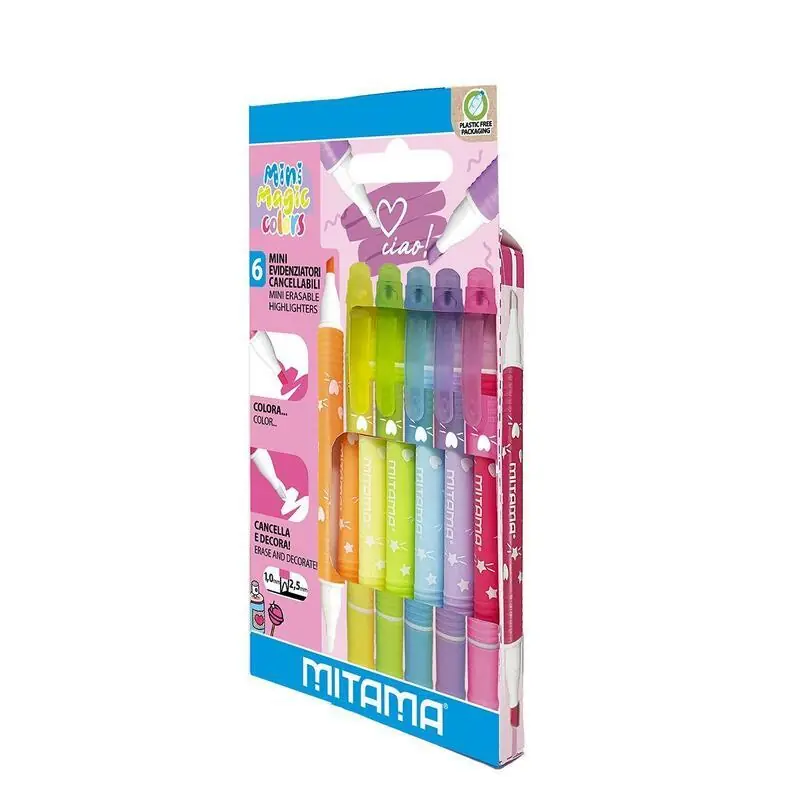 Zvýrazňovače sada "Magic Colors", dvojitý hrot, vymazatelné, 6ks, MITAMA 62573 OFERTA office vše pro kancelář Vysoce Kvalitní