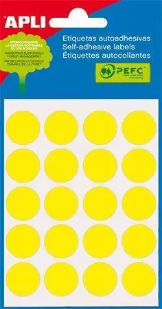 Etikety, žluté, kruhové, průměr 19 mm, 100 etiket/balení, APLI OFERTA office vše pro kancelář Novinka