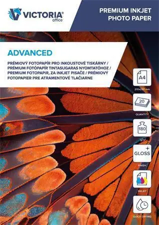 Must-Have Fotografický papír "Advanced", do inkoustové tiskárny, lesklý, A4, 180 g, 20 ks / balení, VICTORIA OFERTA office vše pro kancelář