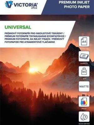 Fotografický papír "Universal", do inkoustové tiskárny, matný, A4, 180g, VICTORIA OFERTA office vše pro kancelář Super Cena