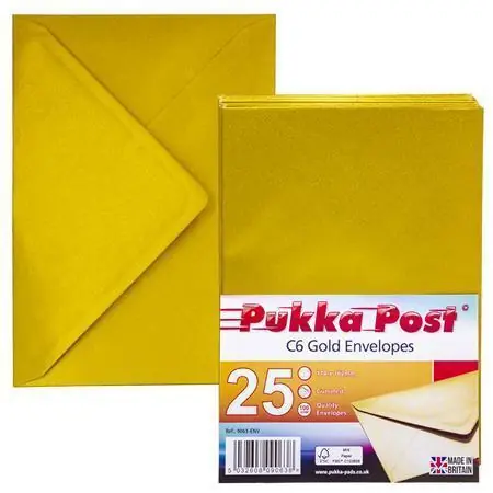 Akční Nabídka Obálky "Gold", zlatá, C6, pogumovaný povrch, PUKKA PAD 9063-ENV OFERTA office vše pro kancelář