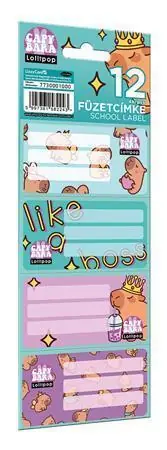 Akční Nabídka Školní etikety na sešity "Lollipop Capybara", 12 ks/balení, LIZZYSULI 7730001000 OFERTA office vše pro kancelář