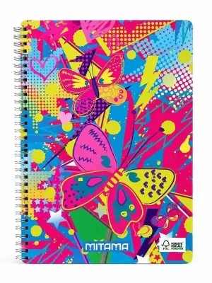 Přímo Od Výrobce Spirálový sešit "Fantasy colours", A4+, čtverečkovaný, 60 listů, motýl, MITAMA 62621-90074 OFERTA office vše pro kancelář