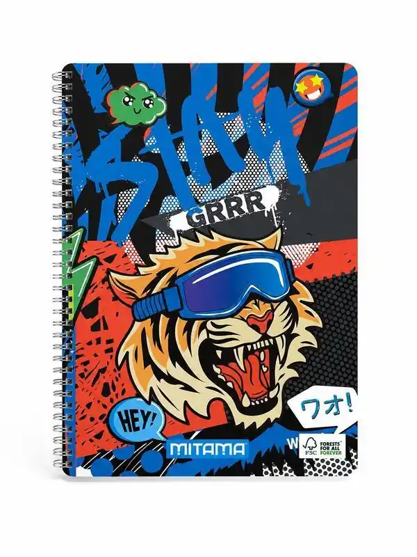 Spirálový sešit "Fantasy colours", A4+, čtverečkovaný, 60 listů, tygr, MITAMA 62621-90078 OFERTA office vše pro kancelář Značkový