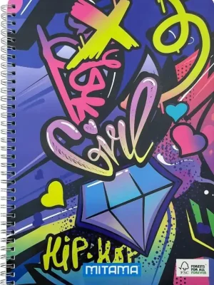 Značkový Spirálový sešit "Fantasy colours", A4+, linkovaný, 60 listů, music sticker, MITAMA 62620-90071 OFERTA office vše pro kancelář