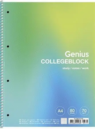 Poslední Šance Spirálový sešit "Genius", mix motivů, čtverečkovaný, A4+, 80 listů, SHKOLYARYK A4-080-6715K OFERTA office vše pro kancelář