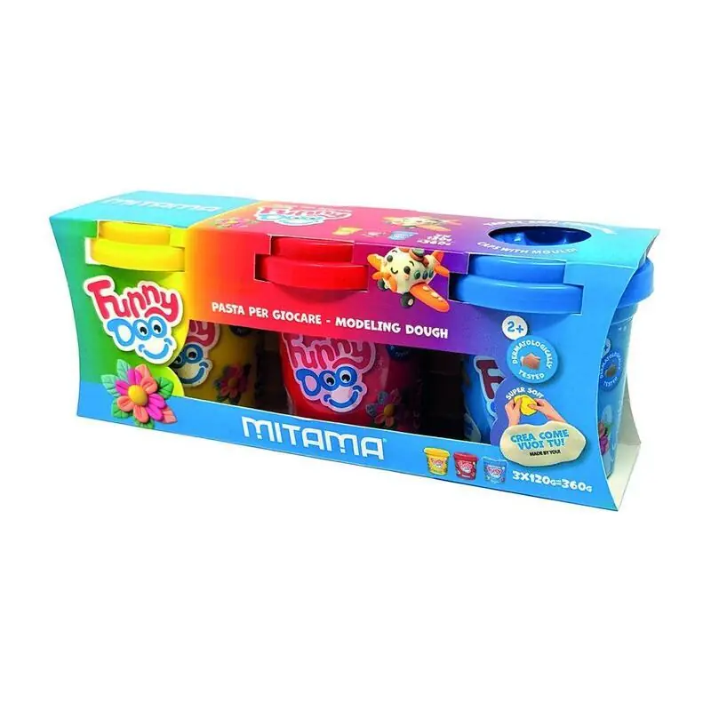 Modelína FUNNY DOO, sada 3 barvy, 3x120 g, červená, modrá, žlutá, MITAMA 63848 OFERTA office vše pro kancelář Levný
