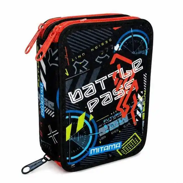 Tovární Cena Penál plný "Triplo", Spacebattle, třípatrový, na zip, MITAMA 64972 OFERTA office vše pro kancelář