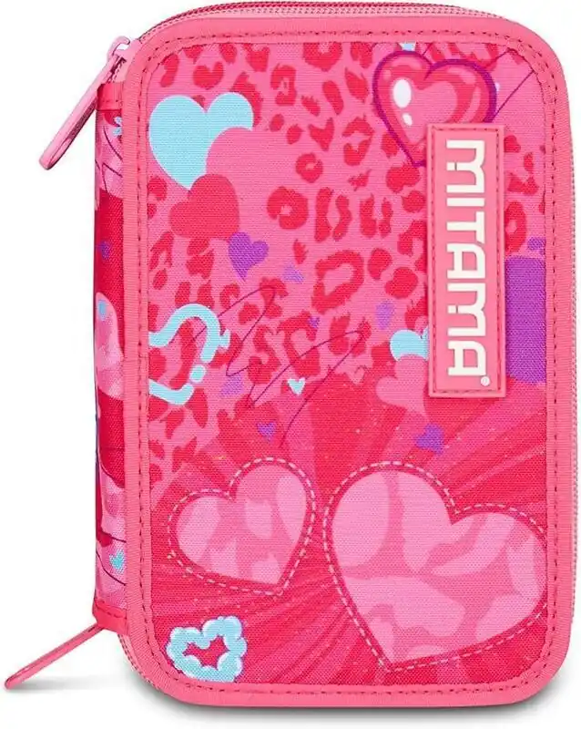 Cenový Hit Penál plný "Triplo", srdce, třípatrový, na zip, MITAMA 64868 OFERTA office vše pro kancelář