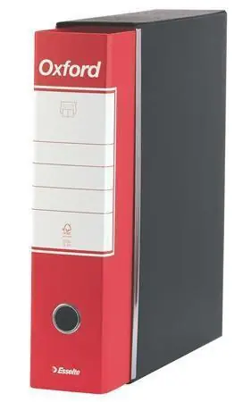 Pákový pořadač s krabicí "Oxford", červená, 80 mm, A4, karton, ESSELTE OFERTA office vše pro kancelář Novinka