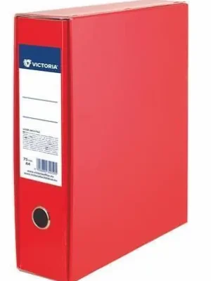Originální Pákový pořadač s obalem, červený, 75 mm, A4, karton, VICTORIA OFERTA office vše pro kancelář