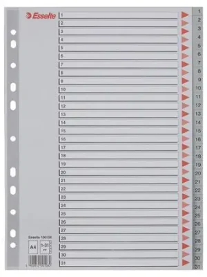 Vrácení Zdarma Rejstříky, šedá, A4, plast, 1-31, ESSELTE OFERTA office vše pro kancelář