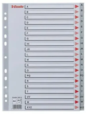 Rejstříky, šedá, A4, plast, A-Z, ESSELTE OFERTA office vše pro kancelář Hit Sezóny
