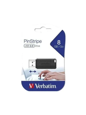 8GB USB Flash 2.0, 10/4MB/sec, Pin Stripe, VERBATIM, černý - Toppapír Odeslání Ihned