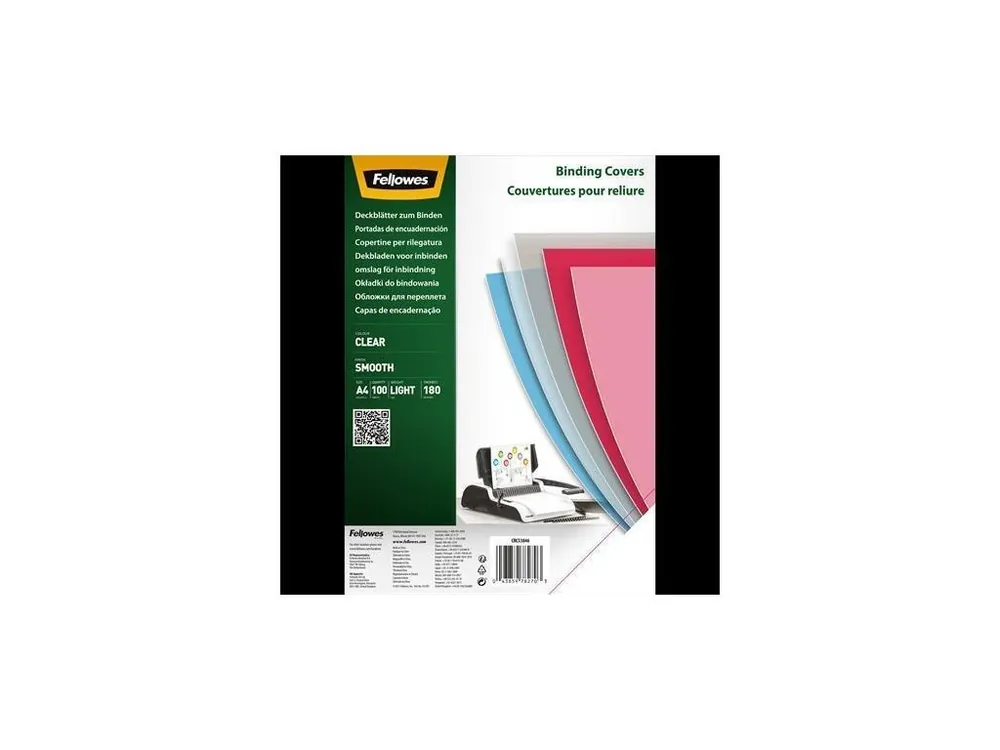 Desky do kroužkové vazby, transparentní, A4, 180 mikronů, PET, FELLOWES 5384601 - Toppapír Značkový