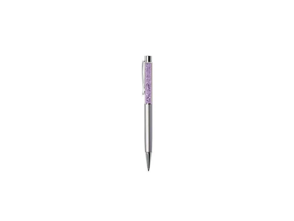 Kuličkové pero SWAROVSKI® Crystals, stříbrná, fialové krystaly v horní části pera, 14 cm, ART CRYSTE - Toppapír Kup Teď