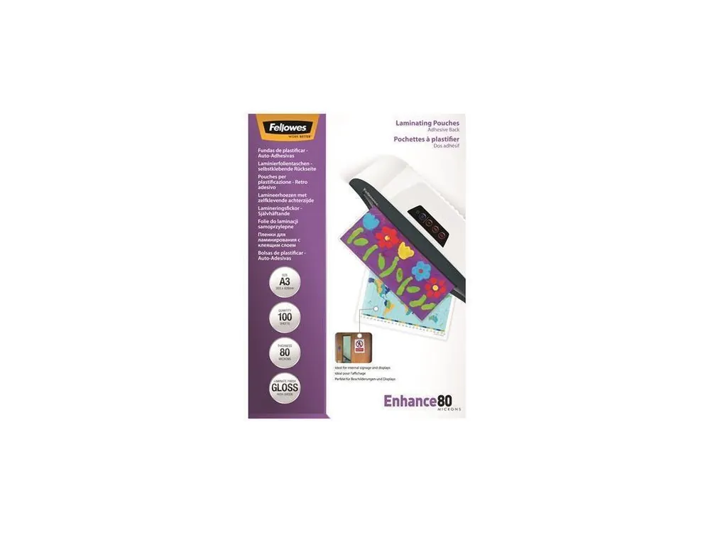 Laminovací fólie, lesklá, A3, 80 micron, samolepící, FELLOWES - Toppapír Hit Sezóny