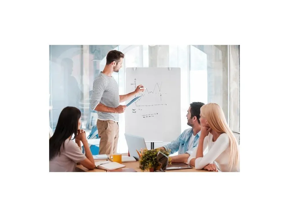 Flipchart, skleněný, nemagnetický, 70x100cm, mobilní, VICTORIA - Toppapír Must-Have
