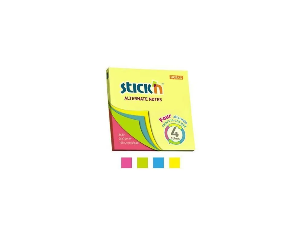 Nejlepší Volba Samolepicí bloček, neonové barvy, 76x76 mm, 100 listů, STICK N 21822 - Toppapír