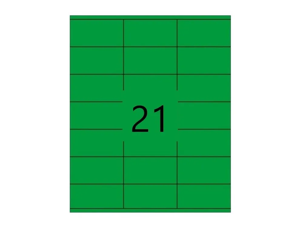 Samolepící etikety 70x42,4mm, zelené, 100 listů, A4 - Toppapír Levný