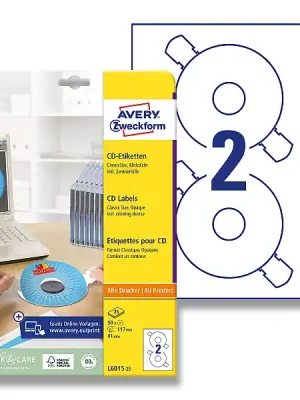 Avery Zweckform - CD/DVD etikety - 50 ks, průměr 117 mm Výhodná Nabídka