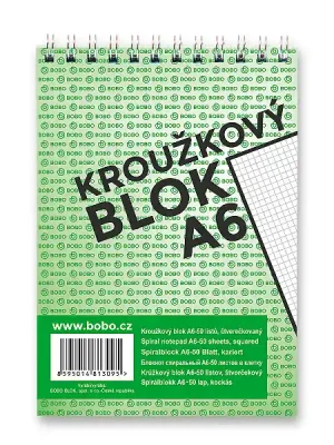 Akční Nabídka Bobo blok - kroužkový blok - A6, 50 l., čtverečkovaný