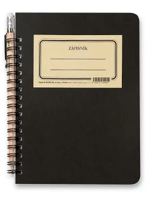 Akce Bobo blok Retro - kroužkový zápisník - B6, 70 l., čtverečkovaný, černý