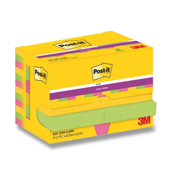 3M Post-it - silně lepicí bloček - 47,6 x 47,6 mm, 12 x 90 l., Carnival Poslední Šance