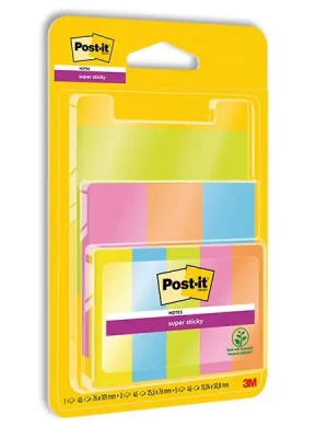 3M Post-it 654 Super Sticky Color - silně lepicí bločky - 9 x 45 listů Originální