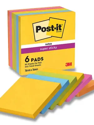 3M Post-it - silně lepicí bločky - 76 x 76 mm, 6 x 90 l., kolekce Rio Časově Omezené