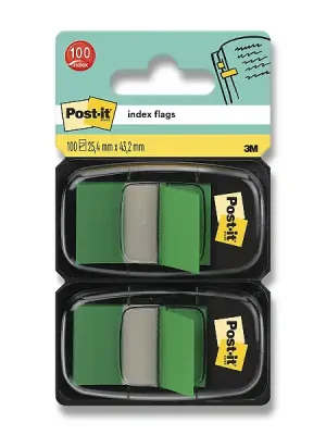 Autentický 3M Post-it - samolepicí popisovatelné záložky - 2 x 50 záložek, zelené