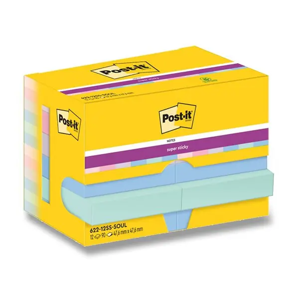 3M Post-it - silně lepicí bloček - 47,6 x 47,6 mm, 12 x 90 l., Soulful Finální Výprodej