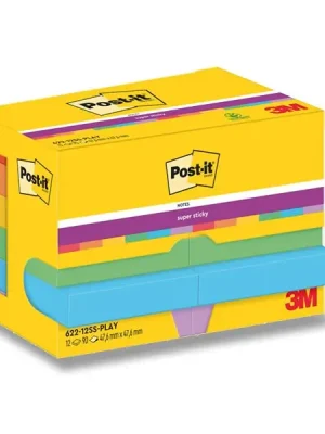 3M Post-it - silně lepicí bloček - 47,6 x 47,6 mm, 12 x 90 l., Playful Must-Have