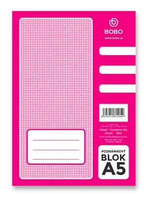Značkový Bobo blok - lepený blok - A5, 50 l., linkovaný