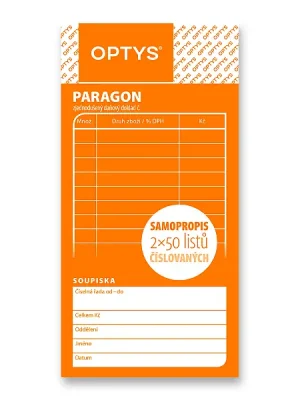 Značkový Optys - obchodní paragon