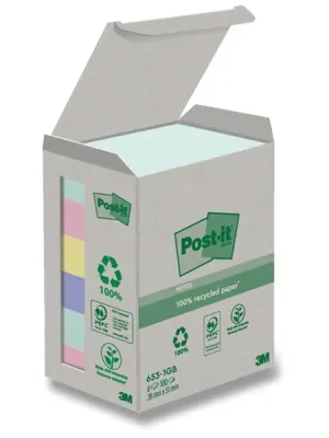 Autentický 3M Post-it Natur - samolepicí recyklované bločky - 38 x 51 mm, 6 x 100 listů