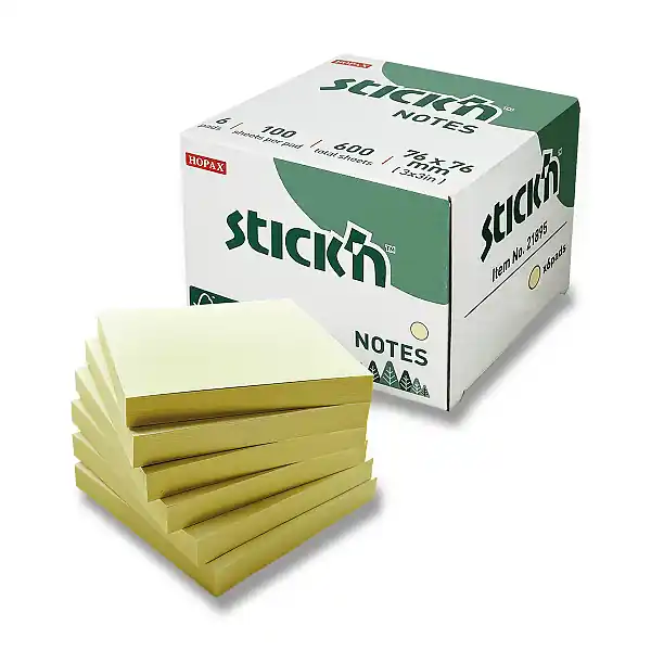 Hopax Stick‘n Notes FSC Pastel- samolepicí bloček - 76 x 76 mm, 6 x 100 l., žlutý Speciální Cena